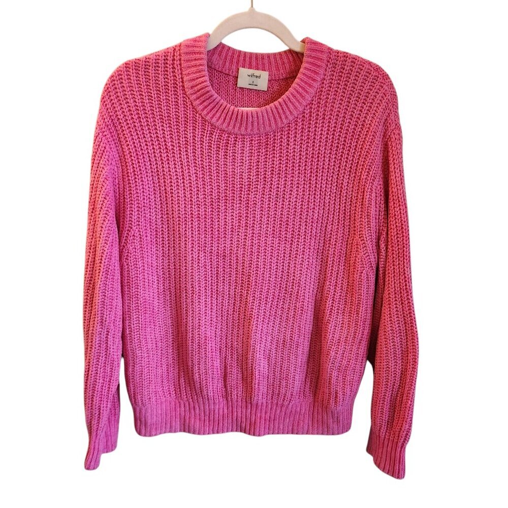 Wilfred Pink Chunky Knit Crewneck Sweater